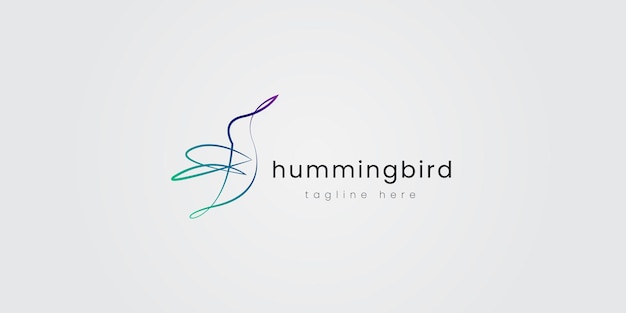 Abstract Humming Bird Line Art logo Gradation Color