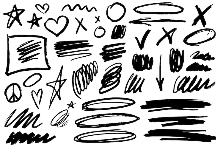 Vettore abstract in bianco e nero con linee e forme nere su uno sfondo bianco