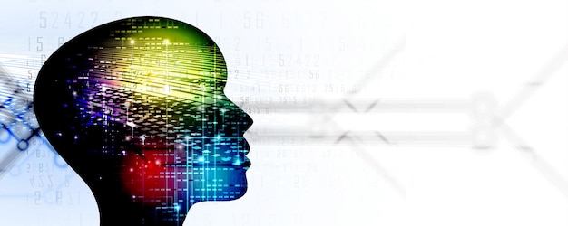 Abstract Intelligenza artificiale Cloud computing Apprendimento automatico Tecnologia sfondo web Concept virtuale sfondo futuristico