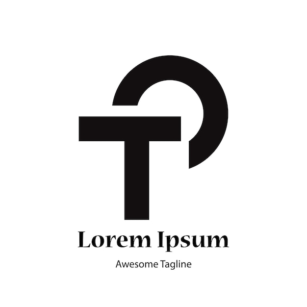 Abstract lettera iniziale T e P modello di progettazione del logo Icon per affari di lusso elegante semplice