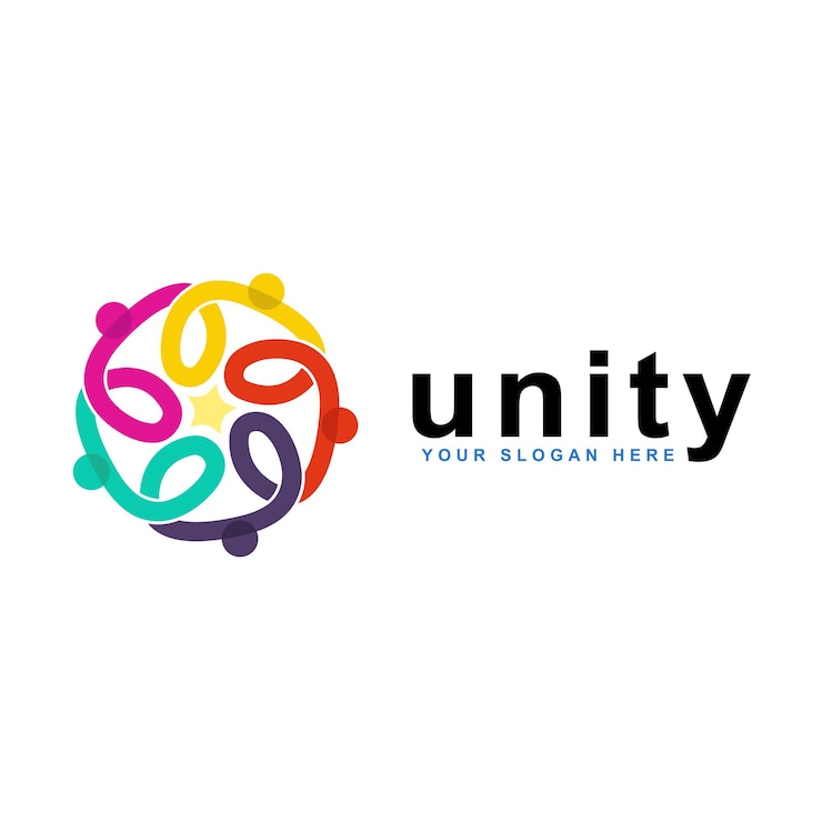 Vettore abstract logo unità nella diversità e convivenza delle persone sociali