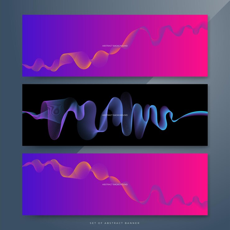 Vettore abstract moderno sfondo a gradiente blu con linee ondulate incandescenti concetto tecnologico futuristico elementi di onde dinamiche linee d'onda blu luccicanti abito per poster banner brochure sito web