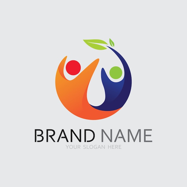 Abstract people logo designfun peoplehealthy peoplesportcommunity people simbolo illustrazione vettoriale