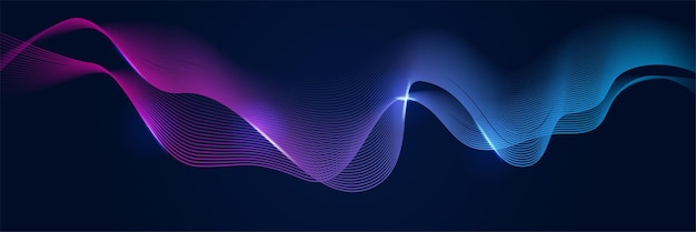 Abstract rosso blu e rosa viola gradiente ondata particella di sfondo ondata di flusso con paesaggio di linea struttura dei dati digitali futura visualizzazione dei punti del modello di maglia illustrazione vettoriale tecnologica