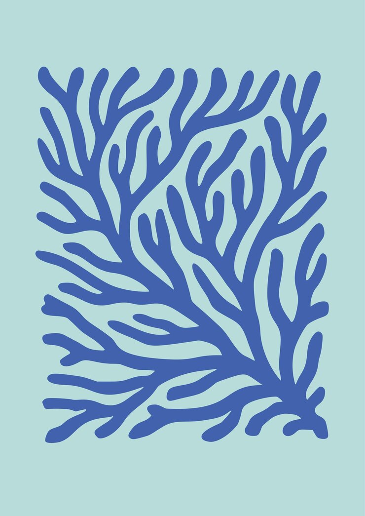 Abstract sea coral vector icon seaweed silhouette organica per la stampa del logo di design estivo contemporaneo