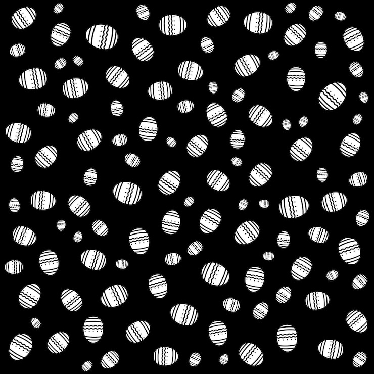 Vettore abstract texture a disegno di uova di pasqua bianche e nere