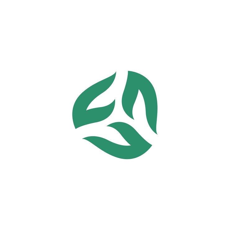 Abstract three leaf logo leaf icon dynamic green color minimalist