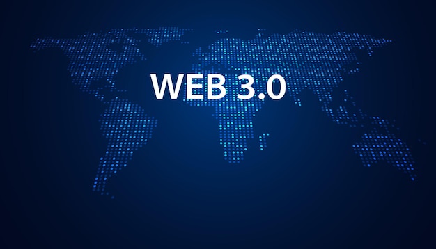 Abstract Web 30 e mappa del mondo Tecnologia o concetto per sviluppare collegamenti Web decentralizzati