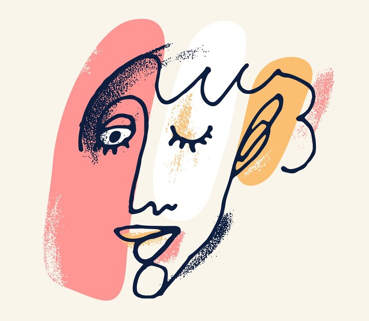 Vettore abstract woman face vector artwork modern trendy lady portrait art hand drawn surreal beauty minimal artistic design painted sur human head