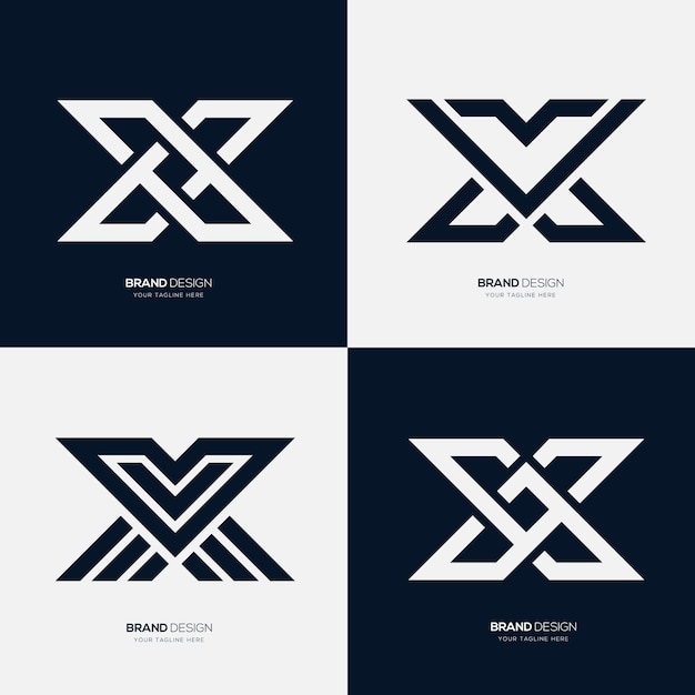 Abstract X Letter Logo Set per l'identità del marchio
