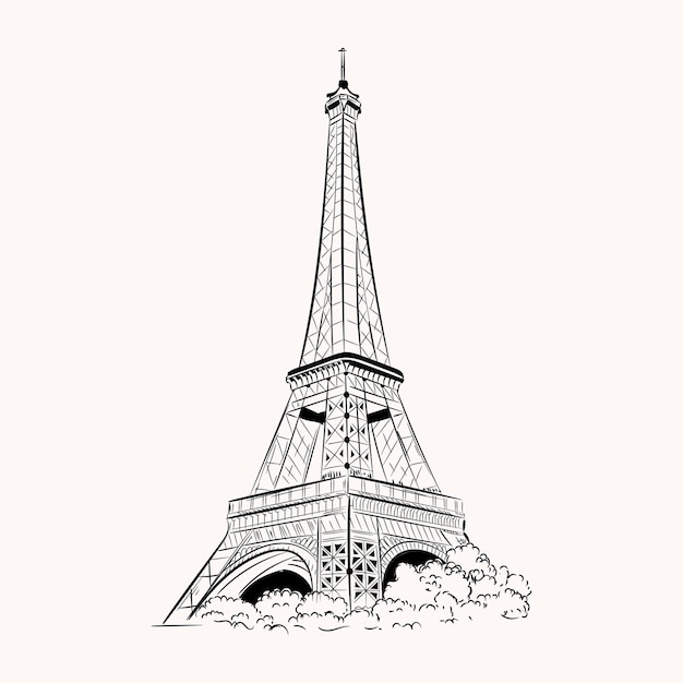 Accattivante illustrazione disegnata a mano della torre eiffel