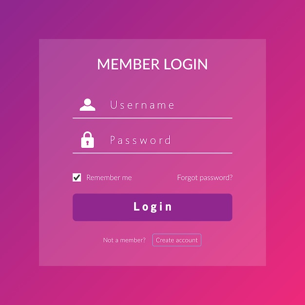 Accedi UI e UX per il web log nel modello di disegno vettoriale