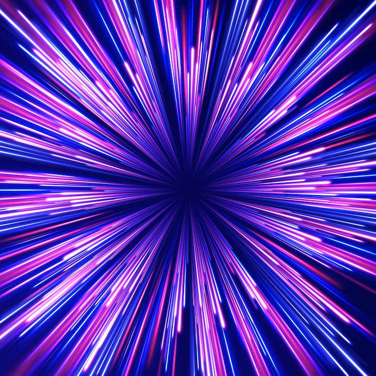 Vettore accelerazione velocità movimento sulla strada notturna magica muovendo linee di velocità veloce