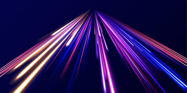 Accelerazione velocità movimento sulla strada notturna magica muovendo linee di velocità veloce