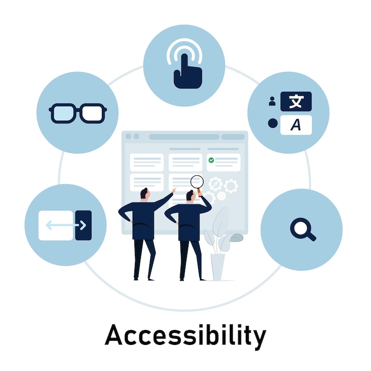 Vettore accessibilità web accesso all'informazione per persone con disabilità visuale visibilità diversa