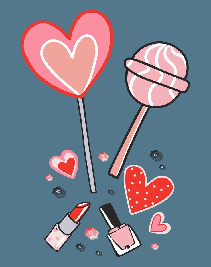 Vettore accessori per collezioni di bellezza e moda elementi isolati con logo lollypop