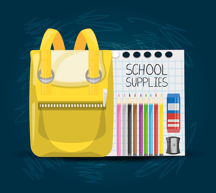 Vettore accessori per strumenti scolastici per studiare educazione