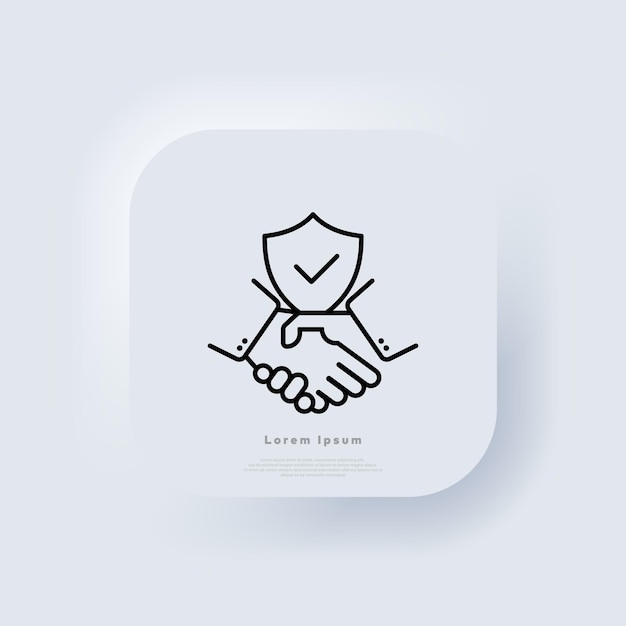 Accordo commerciale. Contrarre. Icone di affare. Stretta di mano. concetto di partenariato. Pulsante web bianco dell'interfaccia utente UI UX Neumorphic. Neumorfismo. Illustrazione vettoriale.