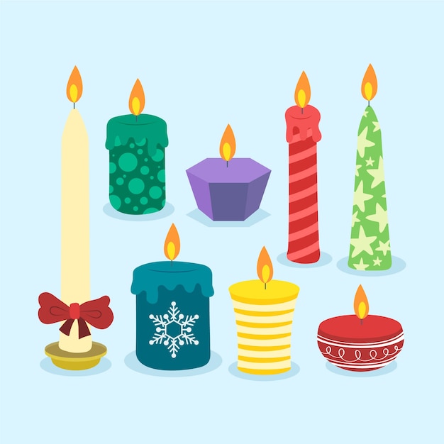 Accumulazione disegnata a mano della candela di natale