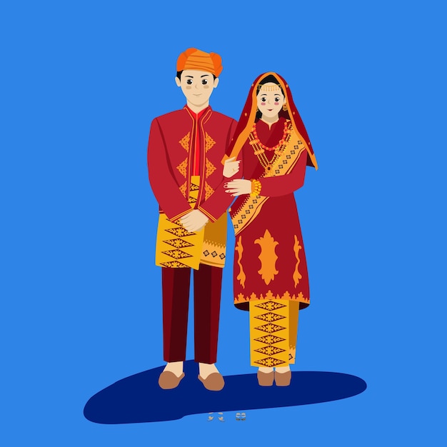Aceh Sumatera Indonesiano Tradizionale Abito da sposa coppia