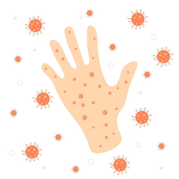 Acne sulla mano con virus isolato su sfondo bianco