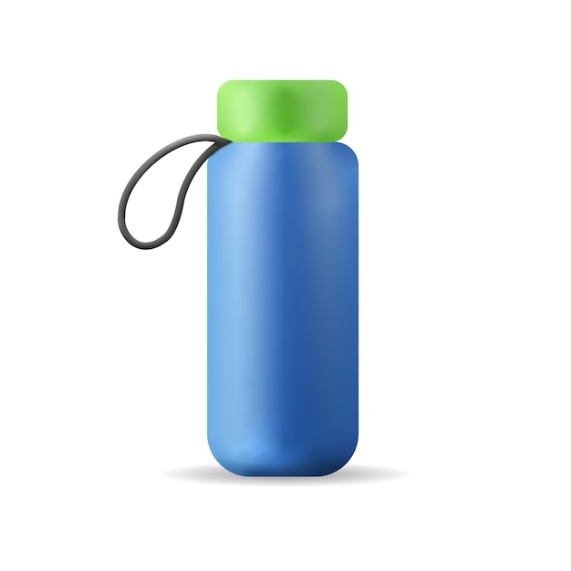 Acqua minerale con segno di goccia contenitore sport bottiglia 3d icona illustrazione palestra dieta e tema fitness