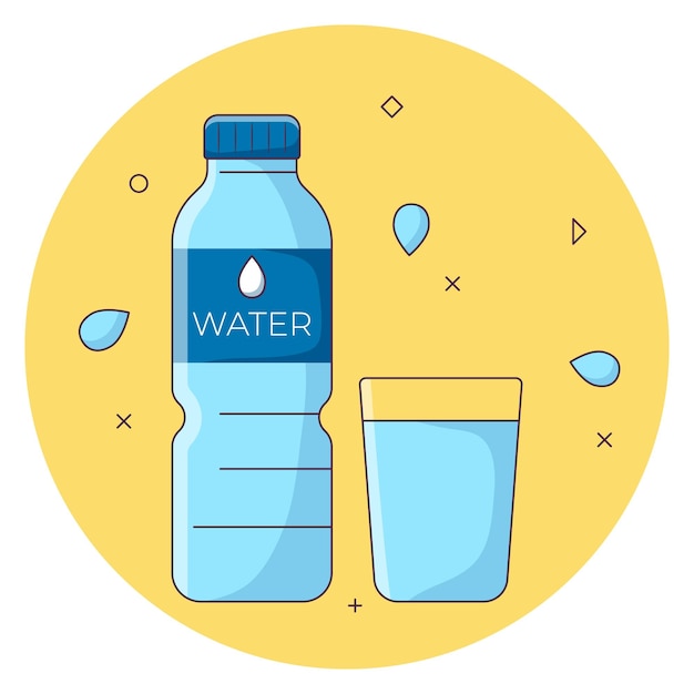 Acqua minerale in bottiglia illustrazione bevande salutari bevande ogni giorno