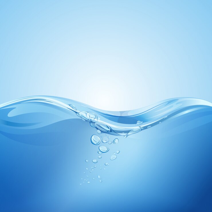 Vettore acqua ondulata blu realistica con bolle d'aria