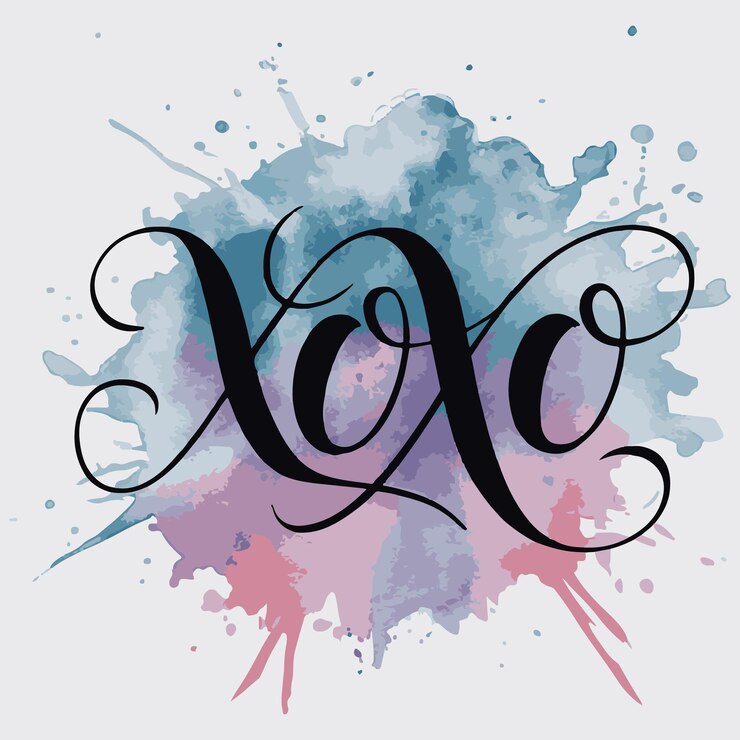 Vettore acquarello graffiti xoxo abbracci e baci lettere vettoriale di clip happy valentine's day sfondo