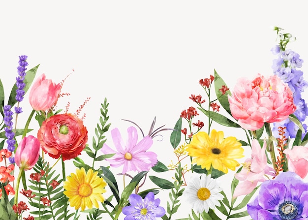 Acquarello sfondo fiore sfondo primavera confine collage elemento vettore