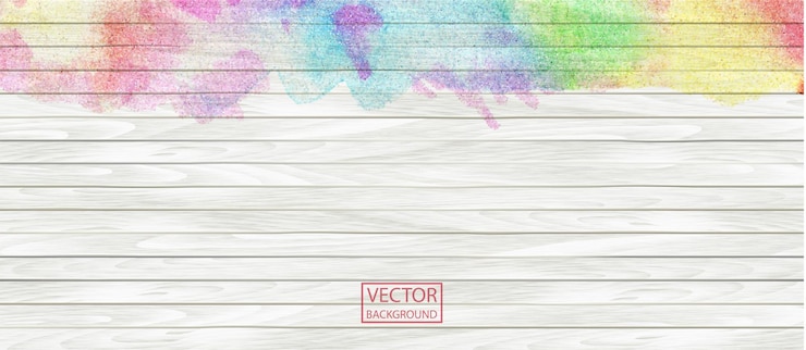 Vettore acquerello a arcobaleno striscia in legno tavola in legno arte vettoriale modello bianco e arcobaleno