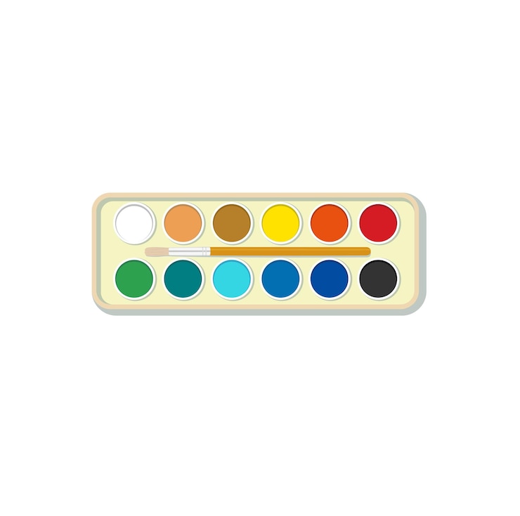 Vettore acquerello a colore piatto vettore su sfondo bianco rifornimenti scolastici ritorno a scuola strumento di pittura