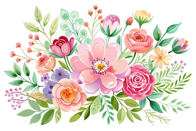 Acquerello affascinante con fiori a schiena bianca 7