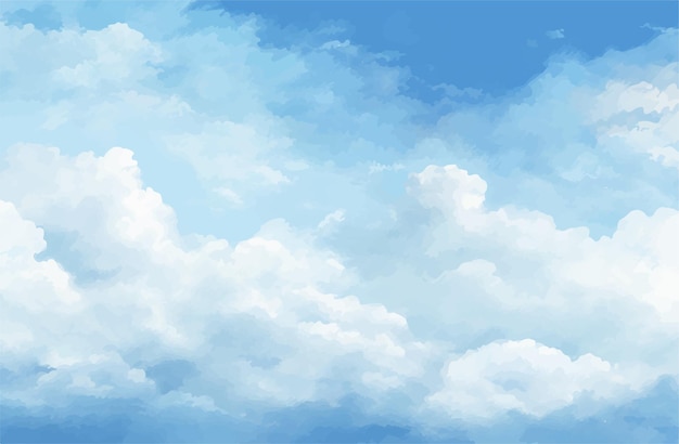 Acquerello astratto cielo blu e nuvole