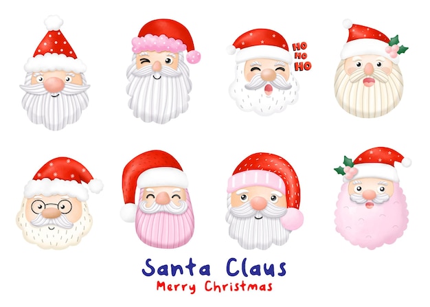 Acquerello Babbo Natale Clipart, buon natale