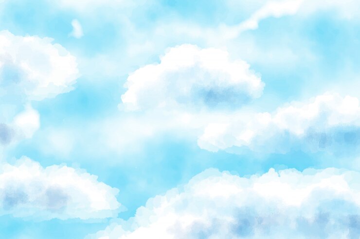 Vettore acquerello blu nuvoloso cielo blu sullo sfondo