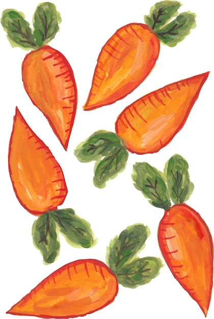 Acquerello di carota illustrazione di progettazione di clipart stampa vettoriale