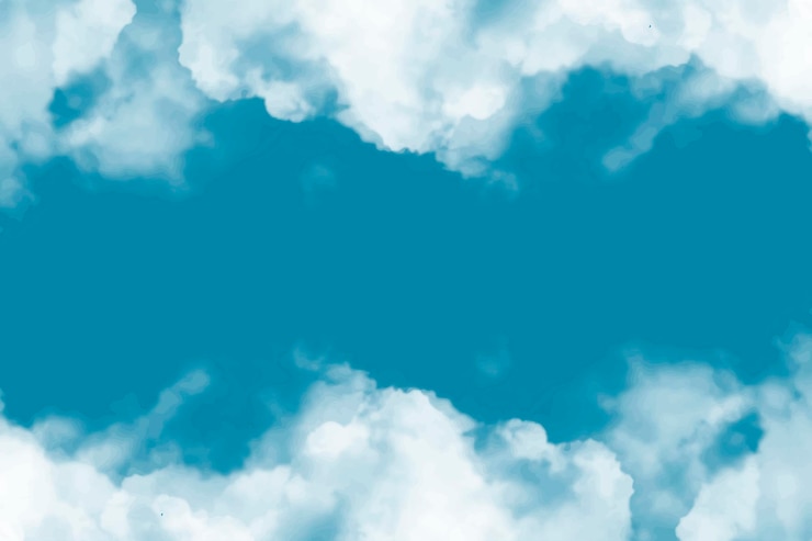 Vettore acquerello di nuvola blu cielo e bianco pittura vettoriale disegnata a mano pennello blu cielo chiaro p