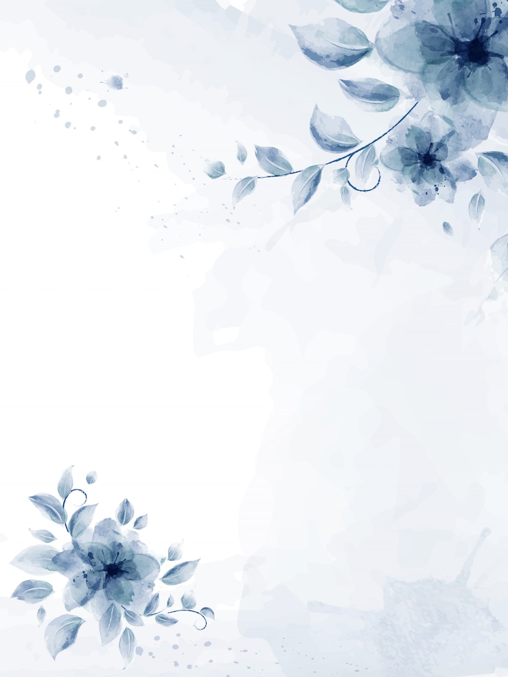 Acquerello dipinto a mano con fiore blu