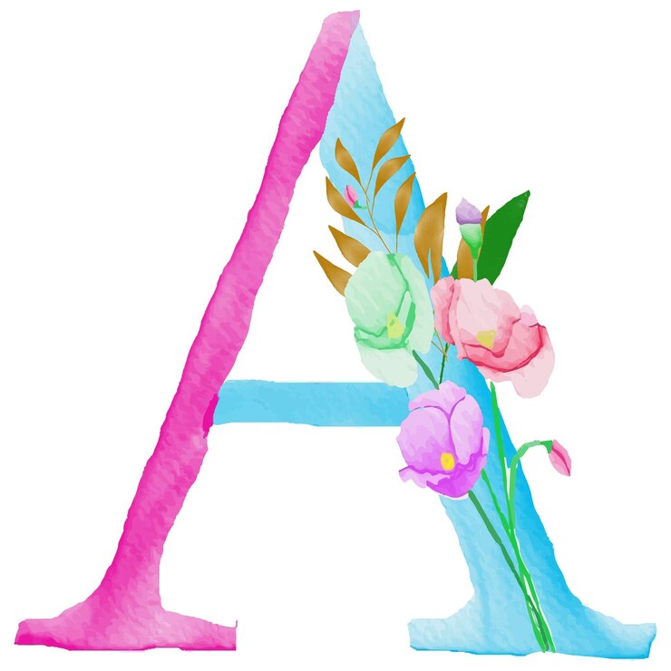 acquerello fiori lettera disegno vettoriale art
