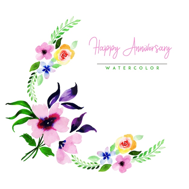 Acquerello Floral Happy Anniversary Background