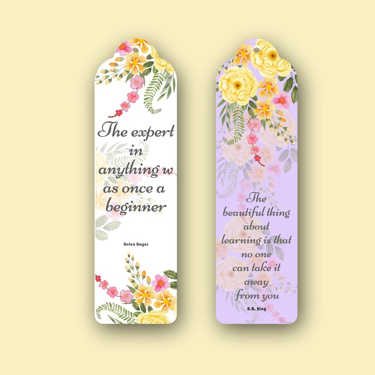 Vettore acquerello giallo florale fatto a mano bookmark