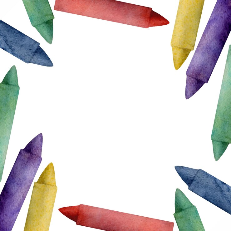Vettore acquerello, illustrazione disegnata a mano per bambini, materiali per la pittura per bambini, materiali per la pittura, matite, marker, articoli per la cancelleria, confini senza cuciture isolati su bianco per il sito web delle carte di festa dell'asilo scolastico