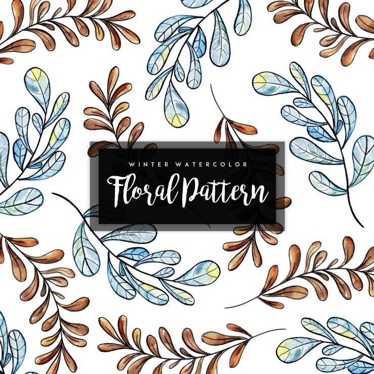 Vettore acquerello inverno floreale e foglie pattern background