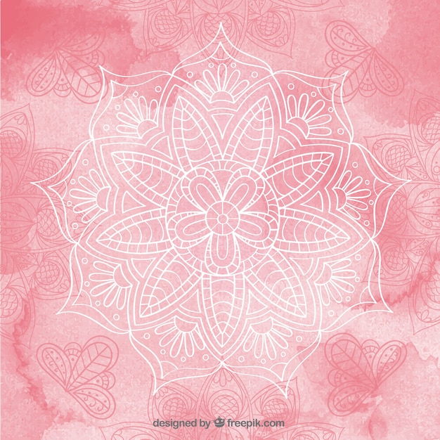 Acquerello mano mandala disegnato sfondo rosa
