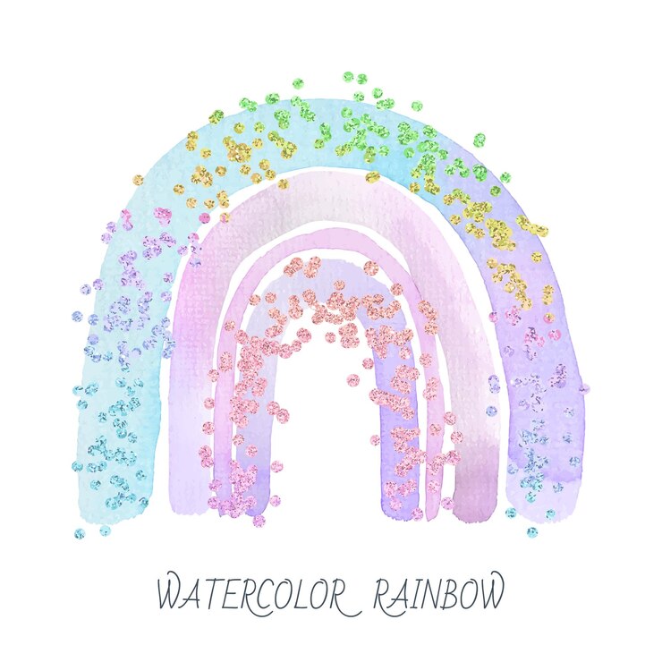 Acquerello olografico e arcobaleno glitterato