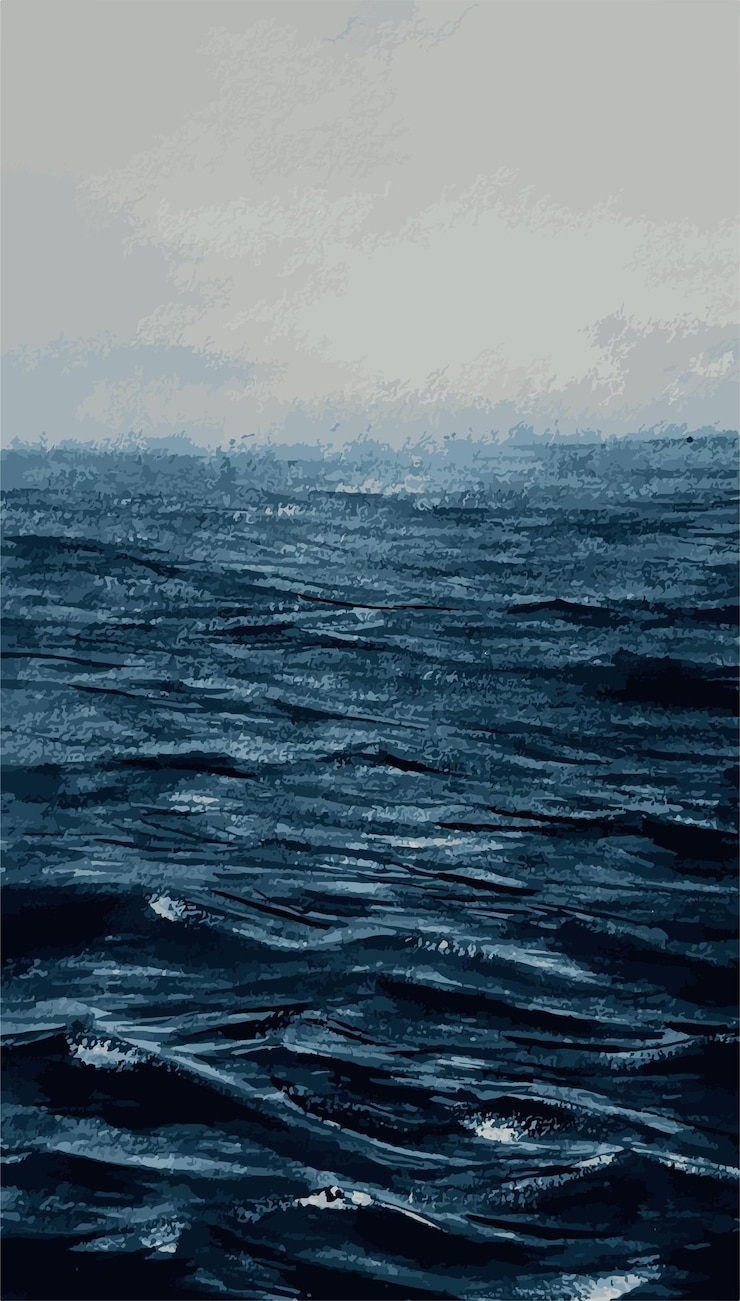 Vettore acquerello pittura blu dell'oceano illustrazione sfondo