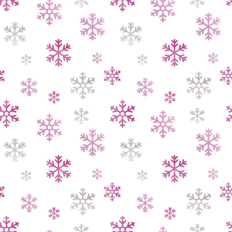acquerello seamless pattern con fiocchi di neve rosa