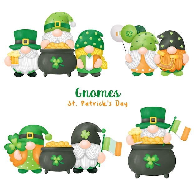 Acquerello St Patrick's Day Gnomi Clipart Pittura digitale