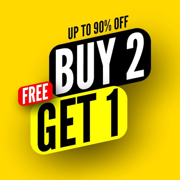 Acquista 2 gratis ricevi 1 banner di vendita Illustrazione vettoriale
